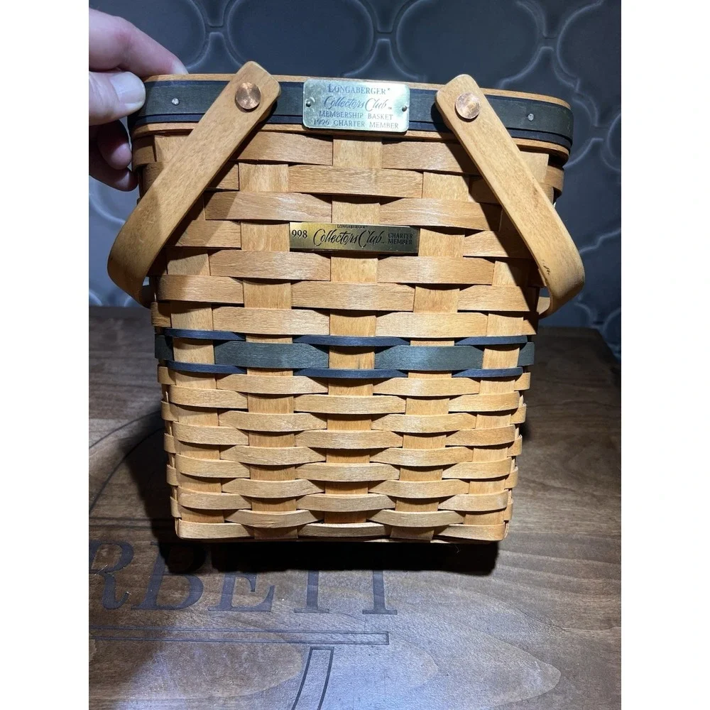 Longaberger Basket Collectors Club With Plaid‎ Liner And Plastic Protector